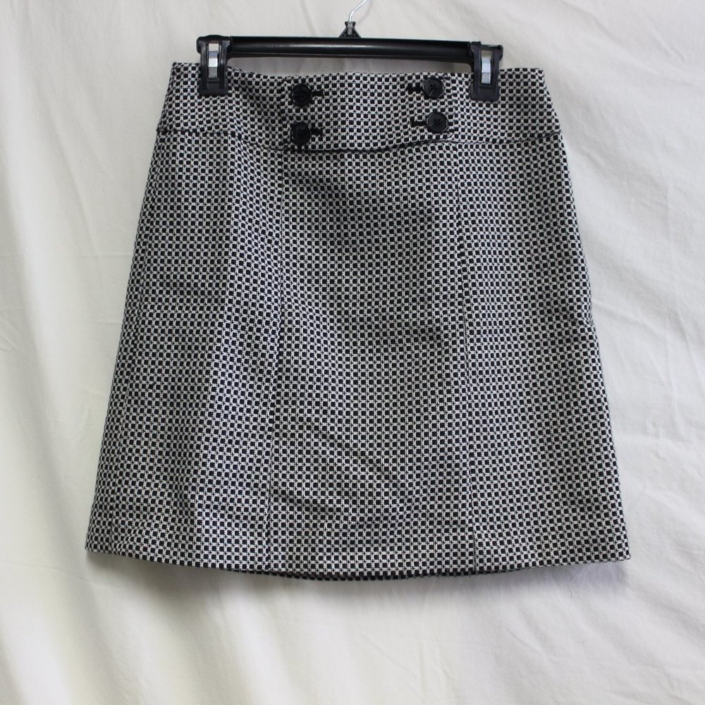 🖤 NEW Ann Taylor Black White Lined Skirt 4P New with Tags